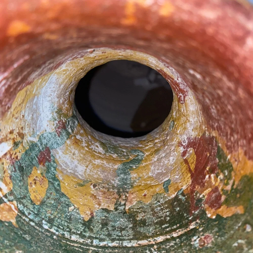 Multicolor Decorative Vase with Brass Accent